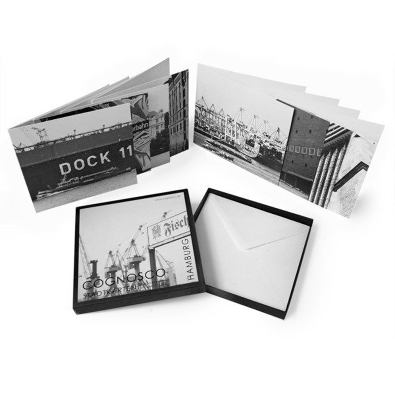 Box of 8 Hamburg folding cards envelopes-by COGNOSCO image 1