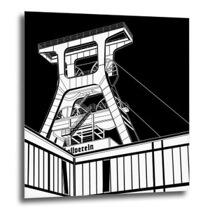 COGNOSCO mini - Printing on Aludibond - Essen Förderturm Zeche Zollverein - 10 x 10 cm - magnetic