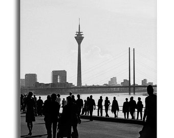 COGNOSCO mini - Druck auf Aludibond - Düsseldorf Rheinuferpromenade - 10x10cm - magnetisch