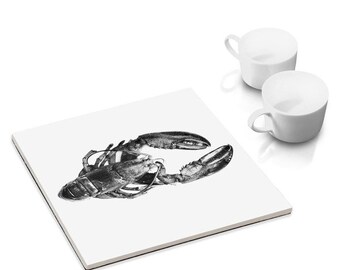 Coaster lobster print on ceramic tile