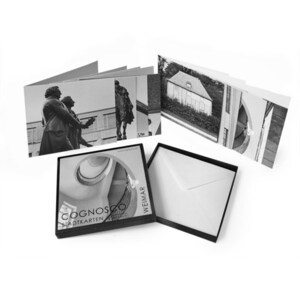 May include: A black and white box with the text "COGNOSCO WEIMAR STADTKARTEN" on the front. The box contains a set of postcards with black and white images of Weimar, Germany.