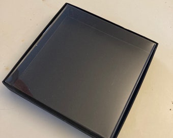 Hochwertige Geschenkkartons 10er Set - schwarz - 11x11x2cm - mit transparentem Deckel