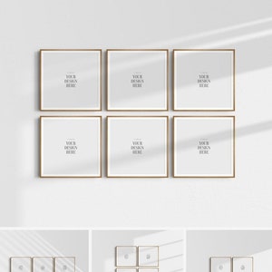 Frame Mockup BUNDLE 1:1 Square Frame Mockup Sets 0f 6, 4, 3, 2 + 1 Single Frame PSD Gallery Wall Mockups Modern, Minimalist