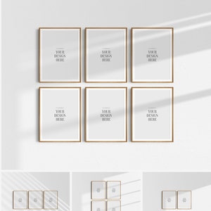 Frame Mockup BUNDLE 3:4 Portrait | Gallery Wall Mockups | Frame Mockup Sets 0f 6, 4, 3, 2 + 1 Single Frame | PSD | Modern, Minimalist