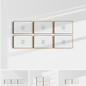 3:2 Frame Mockup BUNDLE 2x3 Landscape | Gallery Wall Mockups | Frame Mockup Sets 0f 6, 4, 3, 2 + 1 Single Frame | PSD | Modern, Minimalist