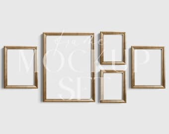 Vintage gouden lijstmodel 18 | Gallery Wall Mockup PSD + PNG (digitale download)