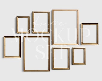 Vintage gouden lijstmodel 13 | Gallery Wall Mockup PSD + PNG (digitale download)