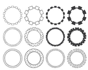 Hand Drawn Circle Frames, Boho Tribal Borders (Digital Frames Clipart)