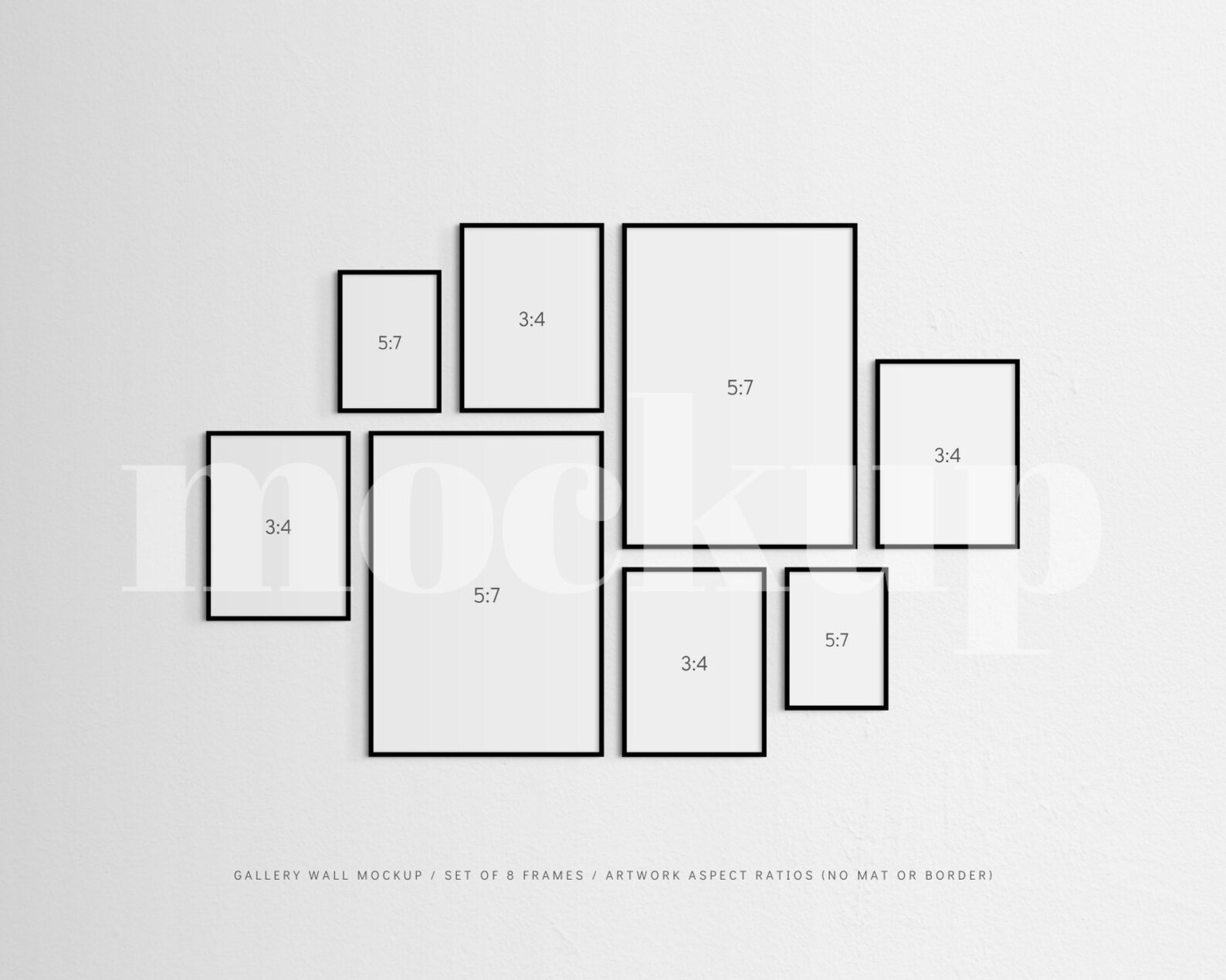 Gallery Wall Mockup Set of 8 Thin Frames Black Modern Etsy