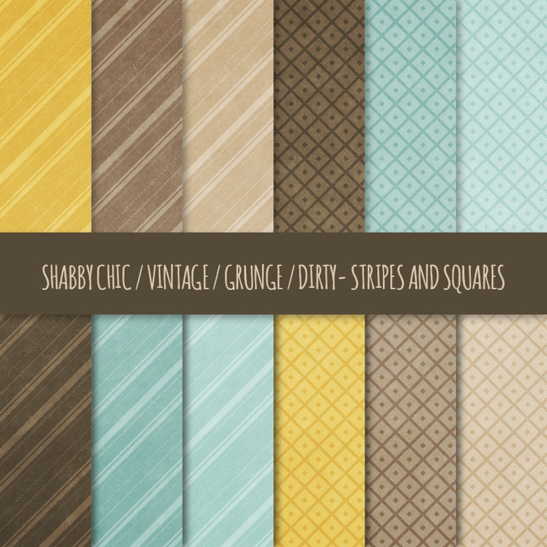 Vintage Grunge Digital Paper: Stripes and Squares Patterns ~ Shabby ...