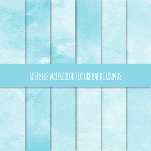 Pastel Blue Watercolor Texture Digital Paper; Blue Painted Watercolor Backgrounds ~ Watercolor Scrapbook Paper ~ Watercolor Card Background