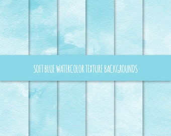 Papel texturizado de acuarela azul pastel, fondos para álbumes de recortes (descarga digital)