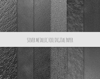 Silver Foil Textures, Silver Digital Paper, Silver Metallic Paper ...