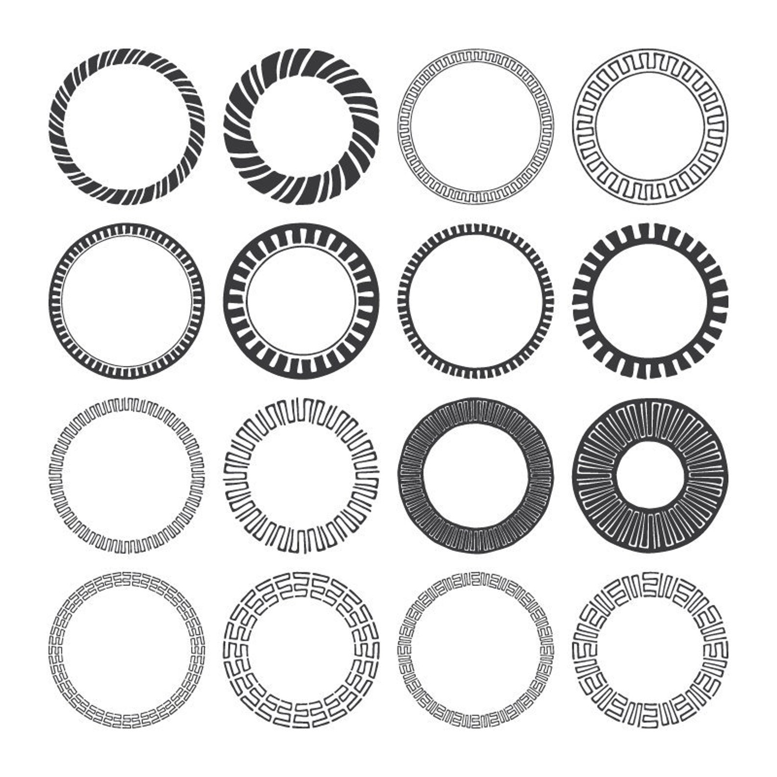 32 Hand Drawn Decorative Round Frames Circle Borders: Tribal - Etsy