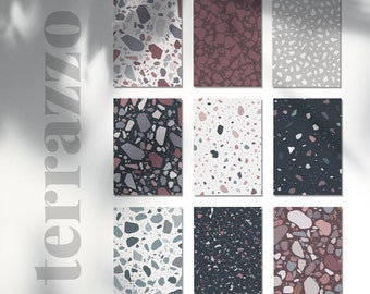 15 Terrazzo Patterns: Seamless Vector Texture Backgrounds JPG + EPS (Digital Download)