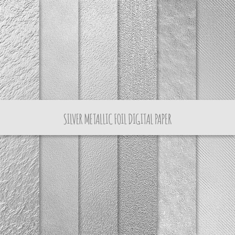 Silver Digital Paper, Silver Foil Digital Paper, Silver, Scrapbook