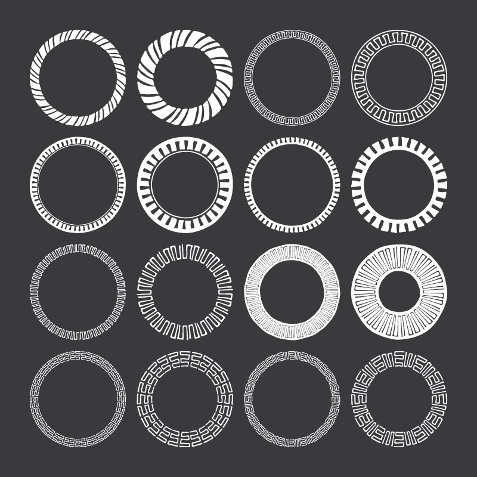 32 Hand Drawn Decorative Round Frames Circle Borders: Tribal - Etsy