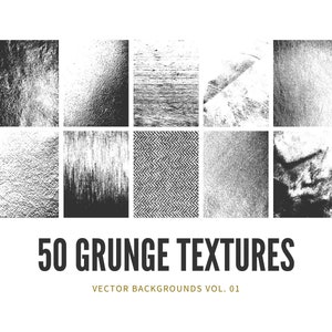 50 Vector Grunge Texture Backgrounds Vol. 01 | Distressed Abstract Vector Backgrounds | Grungy Vector Illustrations | EPS + transparent PNG