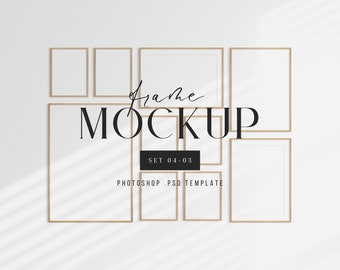 Gallery Wall Frame Mockup 04-03 | 10 Thin Frames PSD Mockup Template (Digital Download)