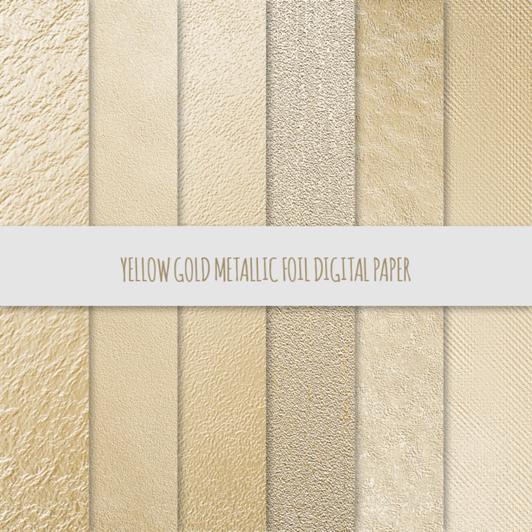 Yellow Gold Foil Texture Digital Paper, Metallic Backgrounds (digital ...