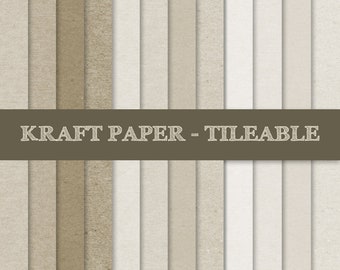 Tileable Kraft Paper Textures, Brown Beige Seamless Patterns (Digital Download)
