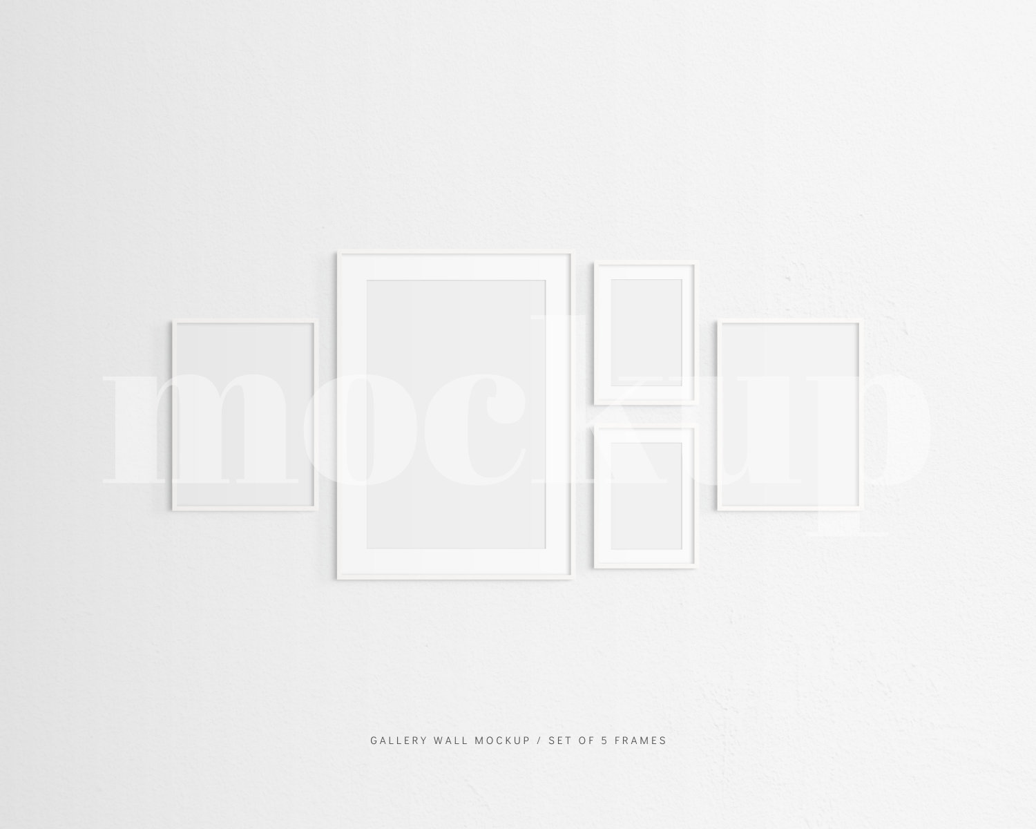 Gallery Wall Mockup Set of 5 Thin Frames White Modern Etsy