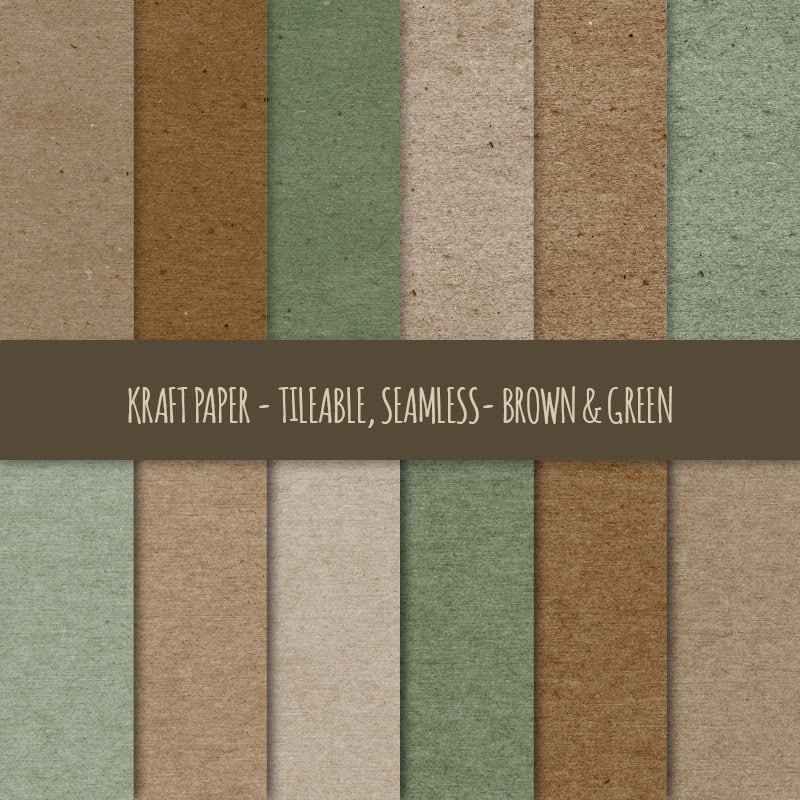 Kraft Digital Paper Brown Green Kraft Paper Tileable Kraft Paper
