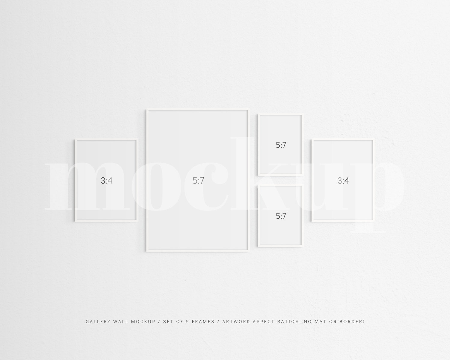 Gallery Wall Mockup Set of 5 Thin Frames White Modern Etsy