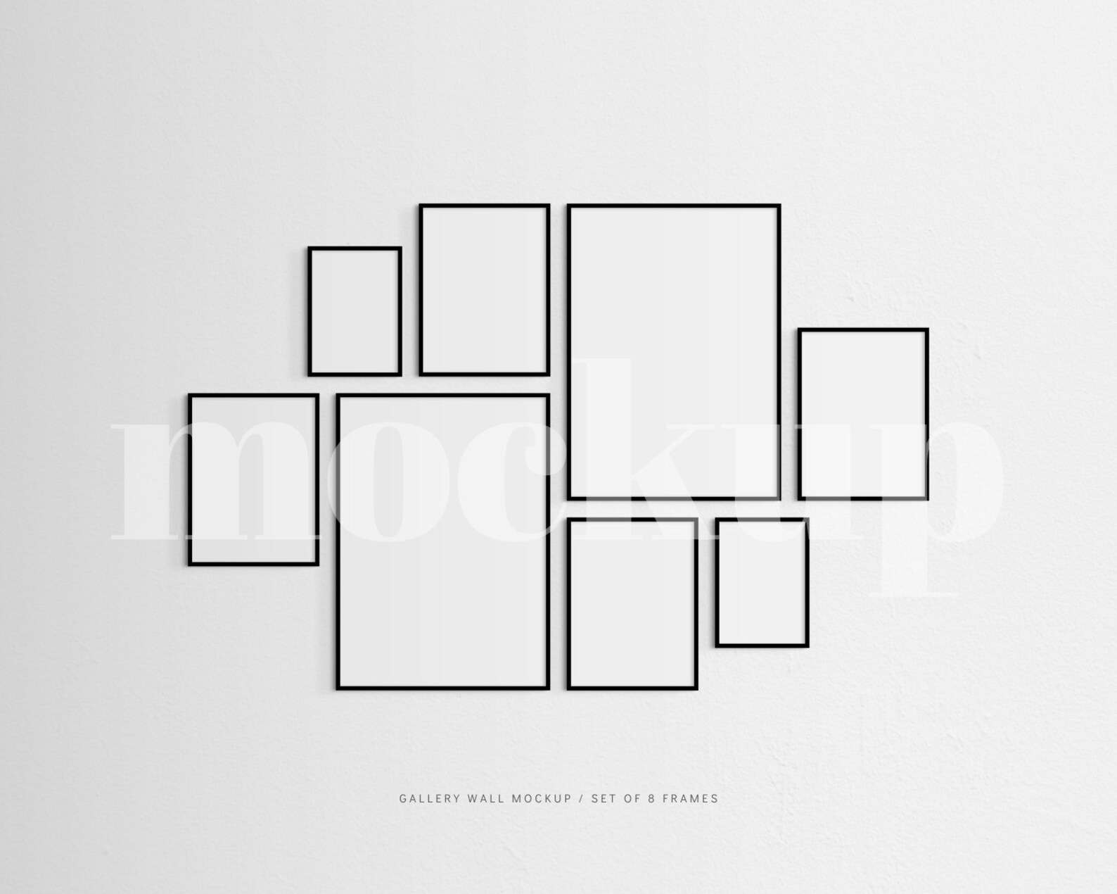 Gallery Wall Mockup Set of 8 Thin Frames Black Modern Etsy