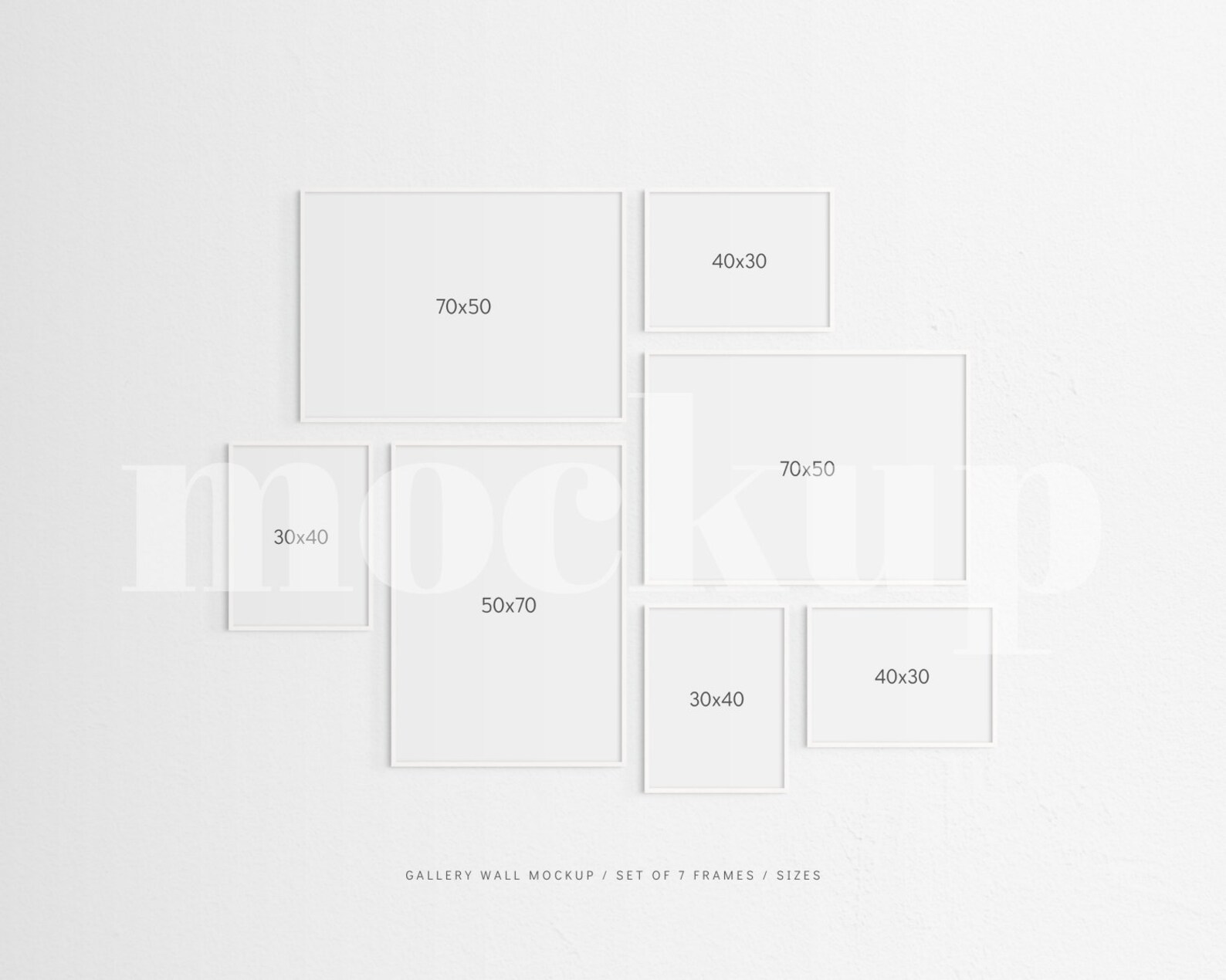 Gallery Wall Mockup Set of 7 Thin Frames White Modern Etsy