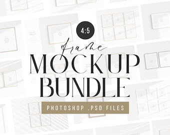 4:5 | 5x4 Frame Mockup Bundle | Vertical and Horizontal Single Frames + Sets of 2, 3, 4, 6 | PSD Wall Art Mockup Bundle | Minimalist, Modern