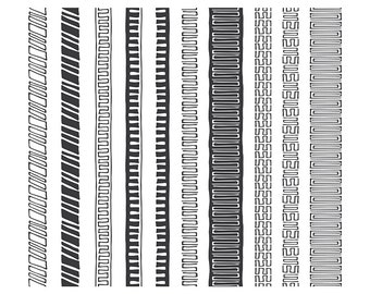 Hand Drawn Tribal Borders, Geometric Doodle Clipart (PNG, EPS)