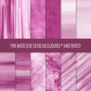 Papel Digital com Textura Aquarela Rosa; Fundos pintados à mão em aquarela ~ Papel de álbum de recortes em aquarela ~ Fundo de cartão em aquarela