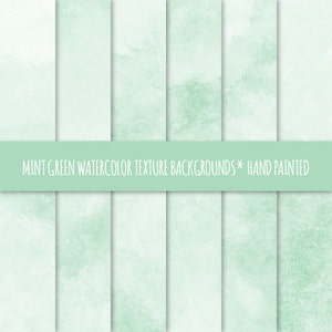 Papel Digital com Textura Aquarela Verde Menta; Fundos pintados à mão em aquarela ~ Papel de álbum de recortes em aquarela ~ Fundo de cartão em aquarela