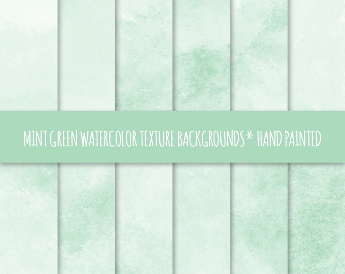 Mint Green Watercolor Texture Digital Paper Hand Painted - Etsy