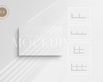 Canvas Mockup 3:2 2x3 Landscape Single, Sets of 2, 3, 4, 6 Canvases | Unframed Art Canvas Mockups | Horizontal Canvas Mockups | Front View