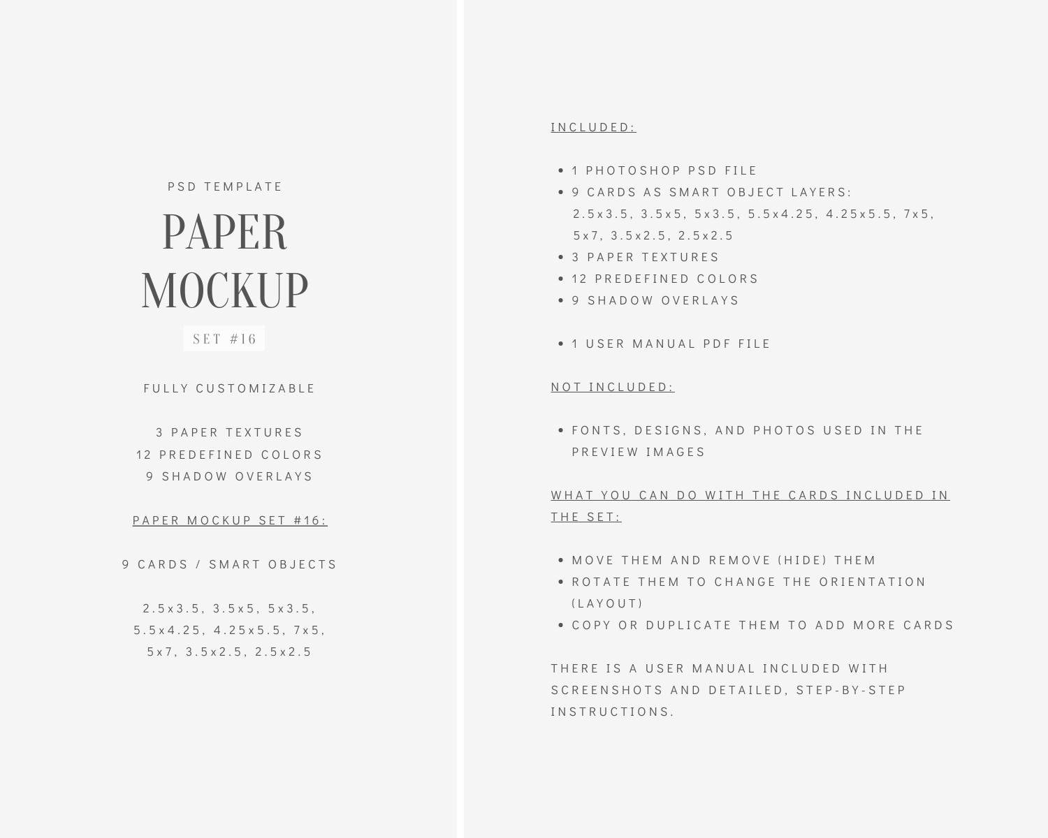Paper Mockup Set 16 Stationery Mockup Card Mockup PSD Wedding