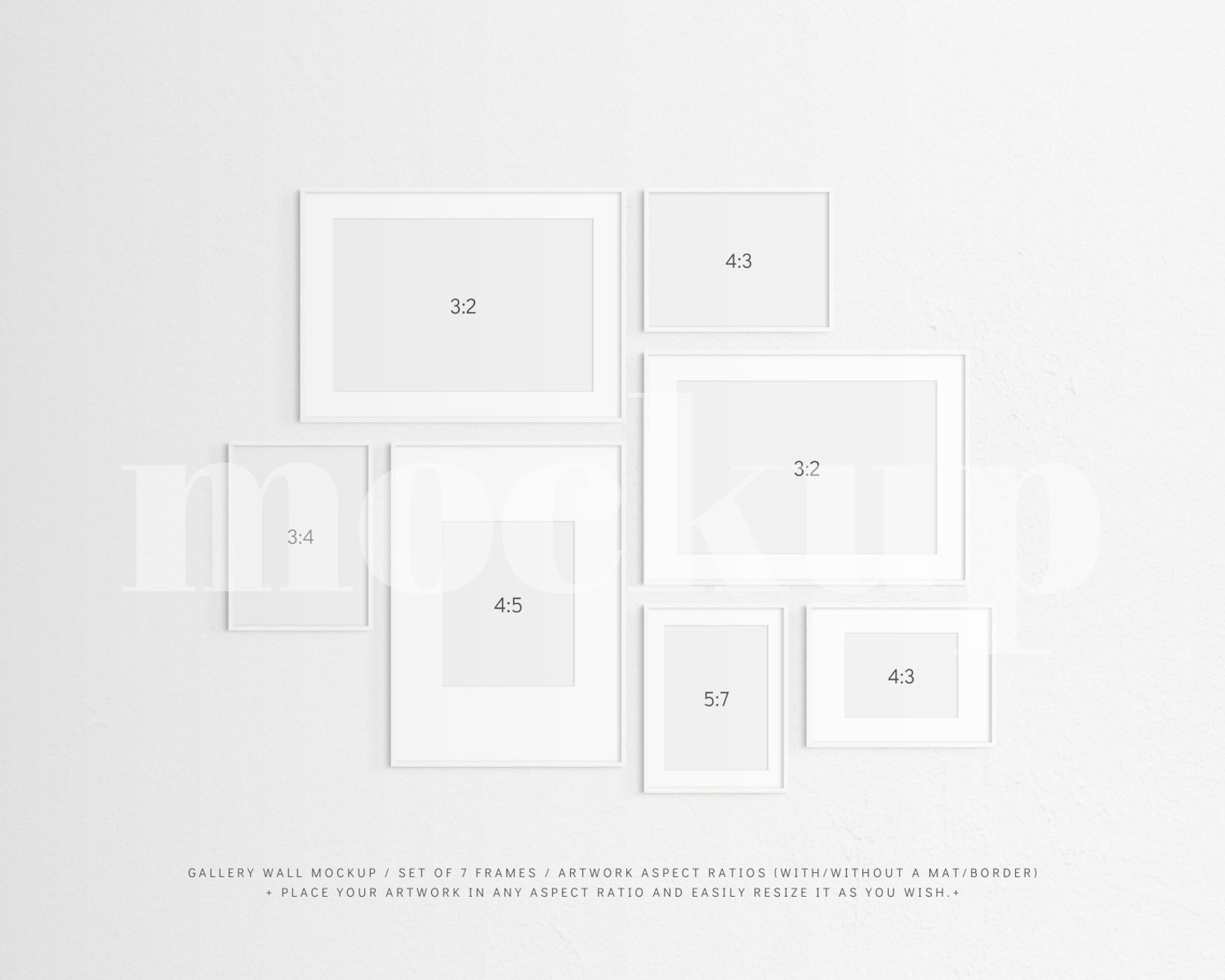 Gallery Wall Mockup Set of 7 Thin Frames White Modern Etsy