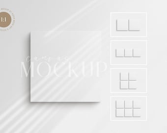 Square Canvas Mockup Set: Single + Sets of 2, 3, 4, 6 PSD Template (Digital Download)