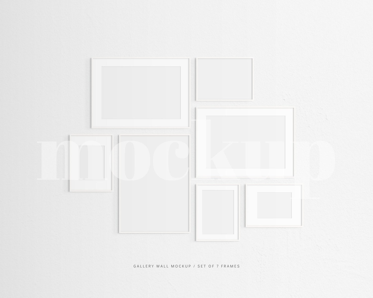 Gallery Wall Mockup Set of 7 Thin Frames White Modern Etsy