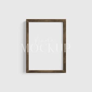 Thick Wooden Frame Mockup 5:7 A4 | Vertical Frame Mockup | Dark Brown Wood Frame Mockup | PSD Template + Transparent PNG Files | 03-04