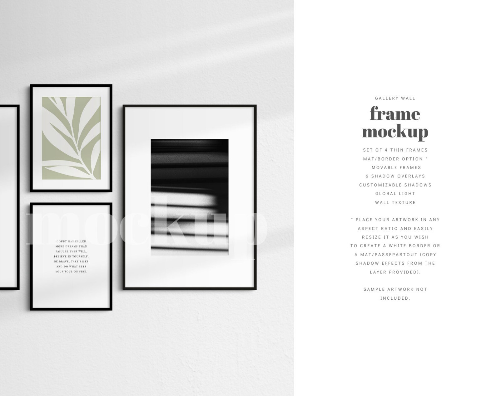 Gallery Wall Mockup Set of 4 Thin Frames Black Modern Etsy