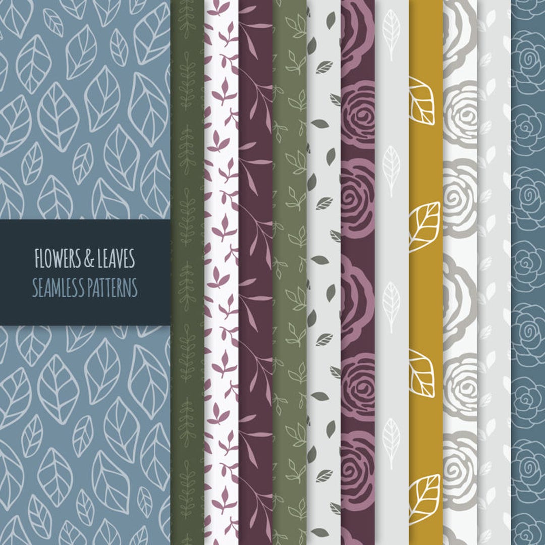 Floral Seamless Patterns, Botanical Digital Paper Pack (digital ...