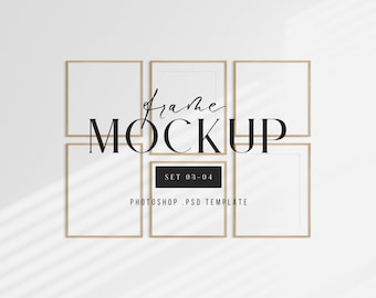 Gallery Wall Frame Mockup 03-04, Set of 6, PSD Mockup Template (Digital Download)