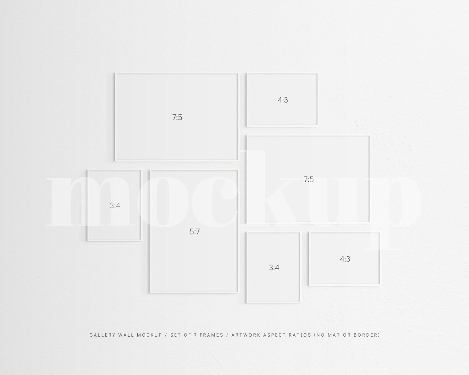 Gallery Wall Mockup Set of 7 Thin Frames White Modern Etsy