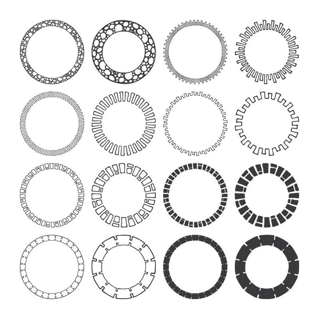 32 Hand Drawn Decorative Round Frames, Circle Borders Tribal, Boho