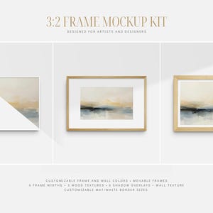 Kit de maqueta de marco horizontal, plantilla PSD de maqueta de arte mural de paisaje 3:2 2x3 (descarga digital)
