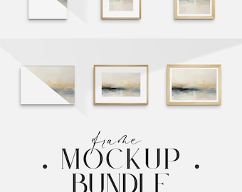 Holzrahmen-Mockup-Bundle | Quadratisch, Vertikal, Horizontal | PSD, Modern, Minimalistisch (Digitaler Download)