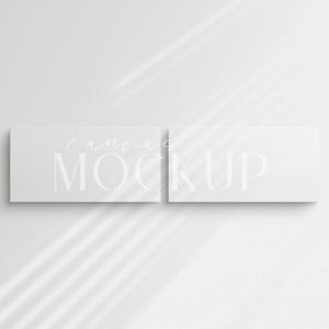 Canvas Mockup 2:1 1x2 Landscape Set of 2 Horizontal Canvases | Unframed Art Canvas Mockup | Horizontal Canvas Mockup PSD | Front View