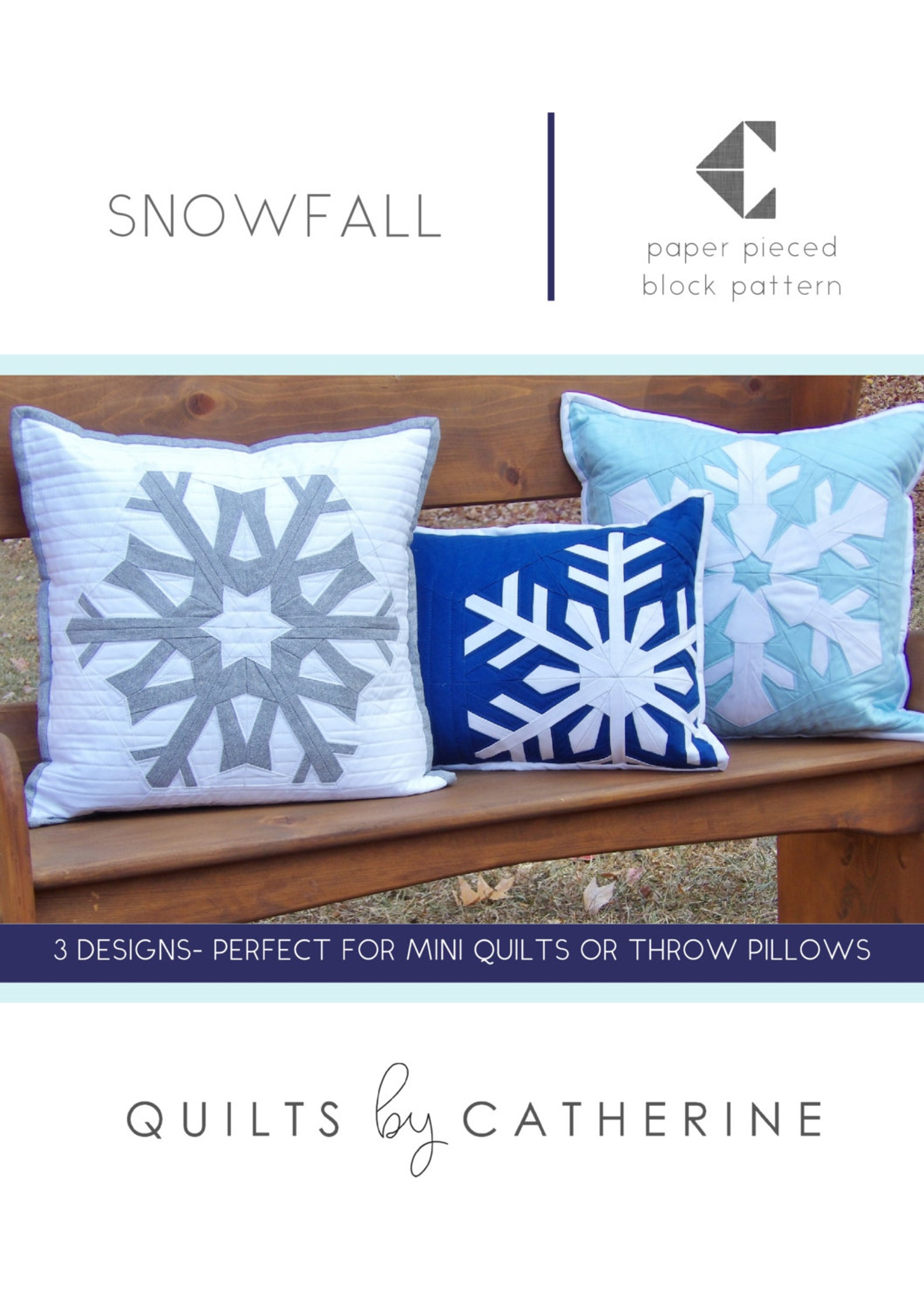 Snowfall PDF Pattern - 3 Paper Pieced Snowflake Blocks - Winter Throw ...